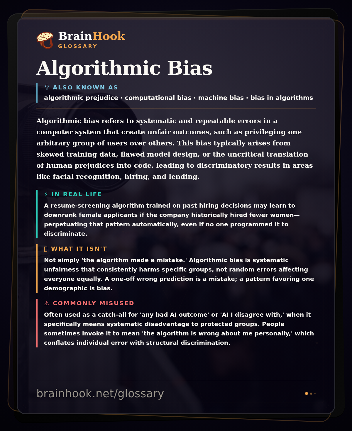 Algorithmic Bias — BrainHook Glossary card
