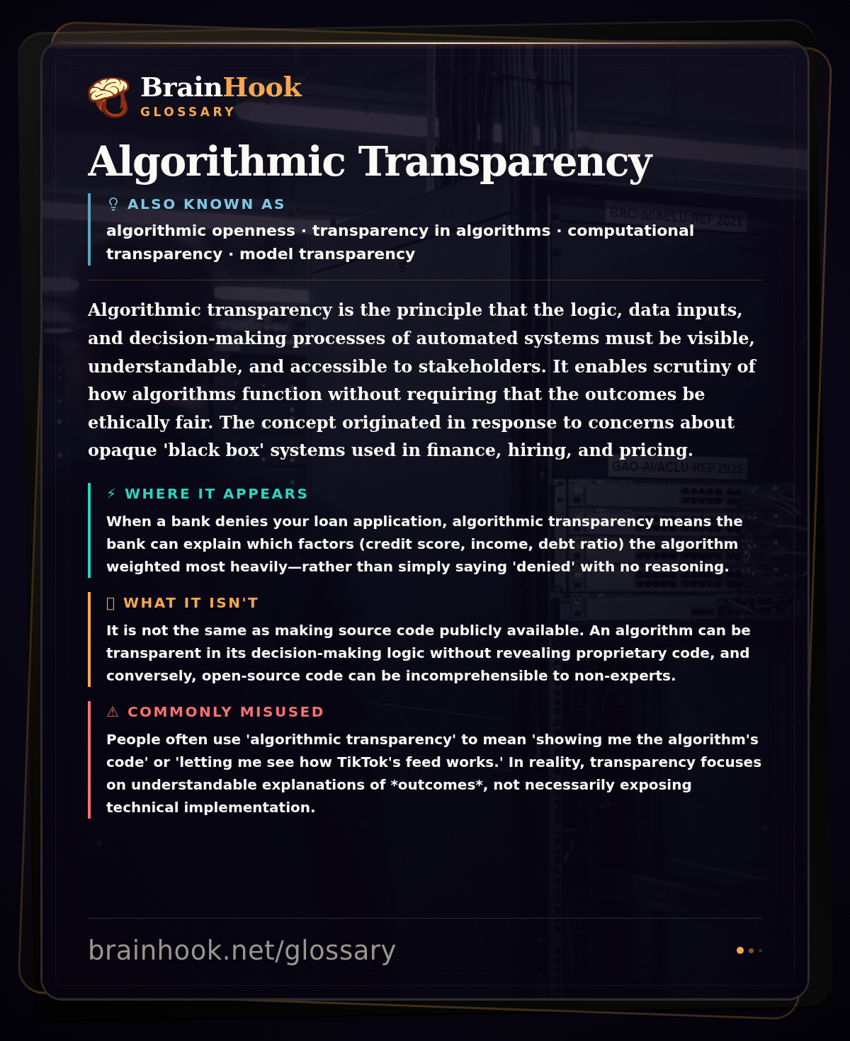 Algorithmic Transparency — BrainHook Glossary card