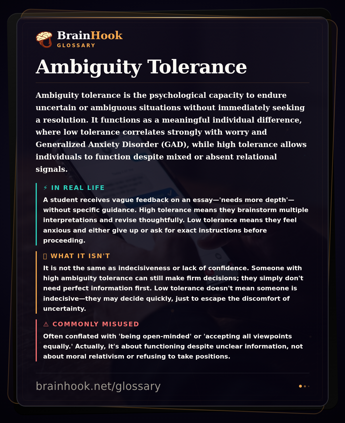 Ambiguity Tolerance — BrainHook Glossary card