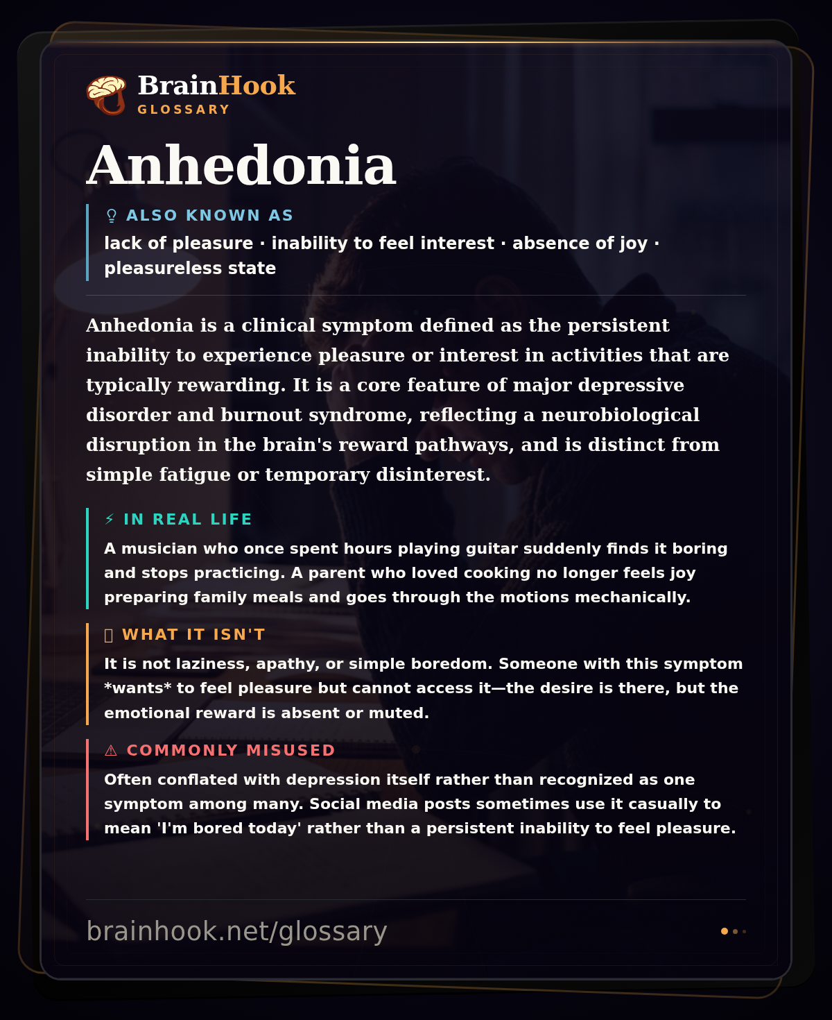 Anhedonia — BrainHook Glossary card