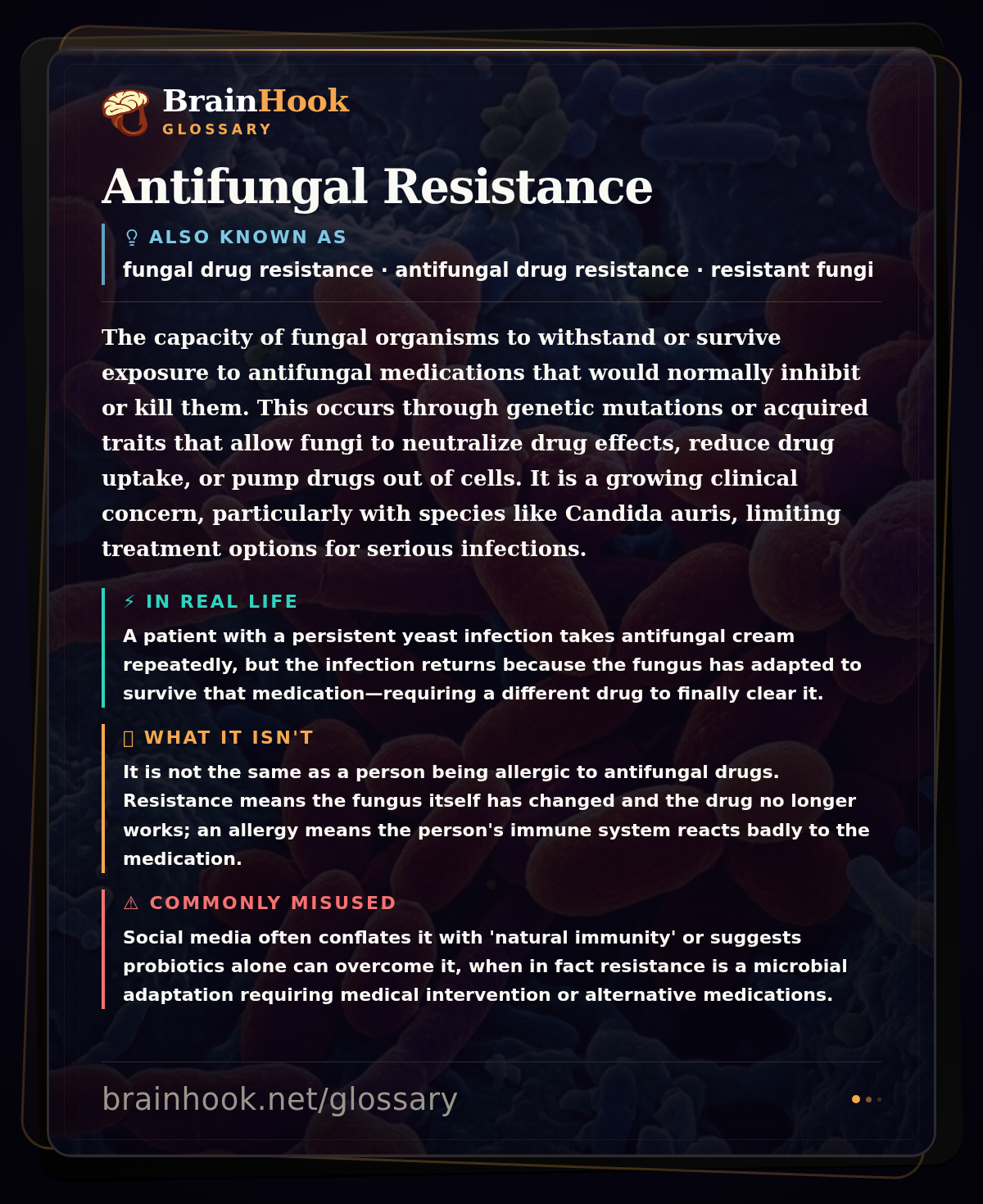 Antifungal Resistance — BrainHook Glossary card