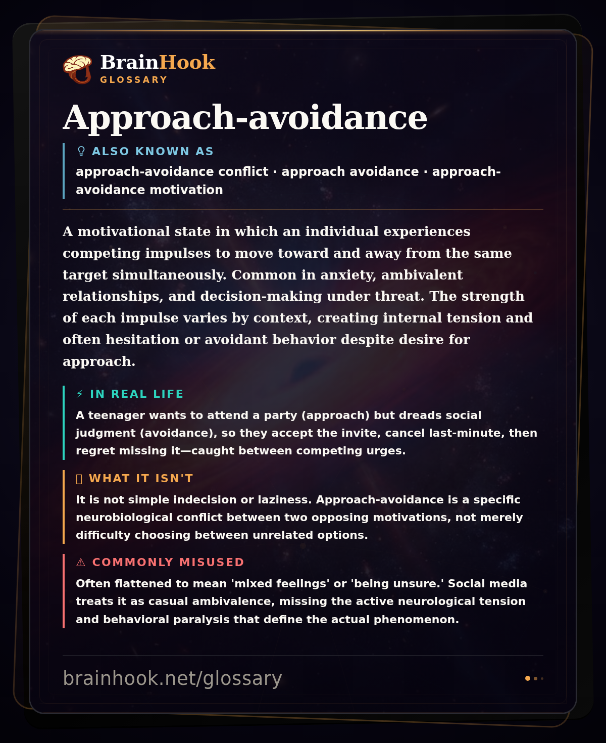 Approach-avoidance — BrainHook Glossary card