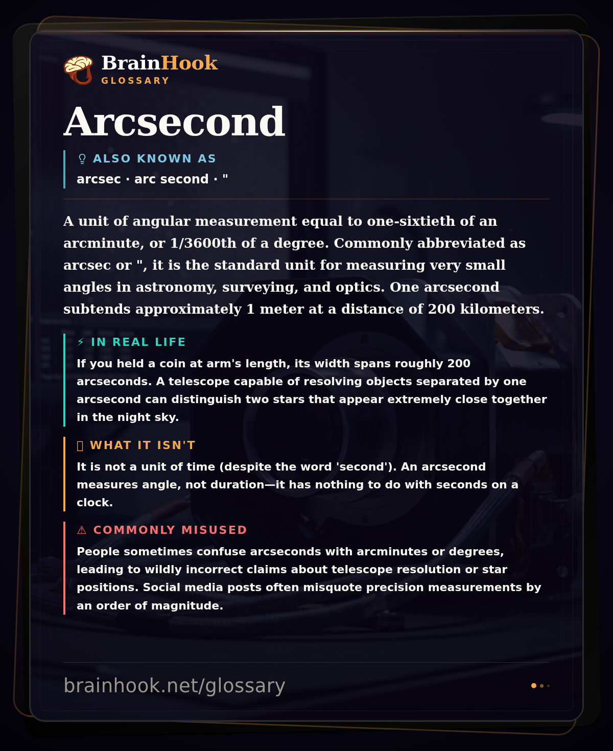 Arcsecond — BrainHook Glossary card