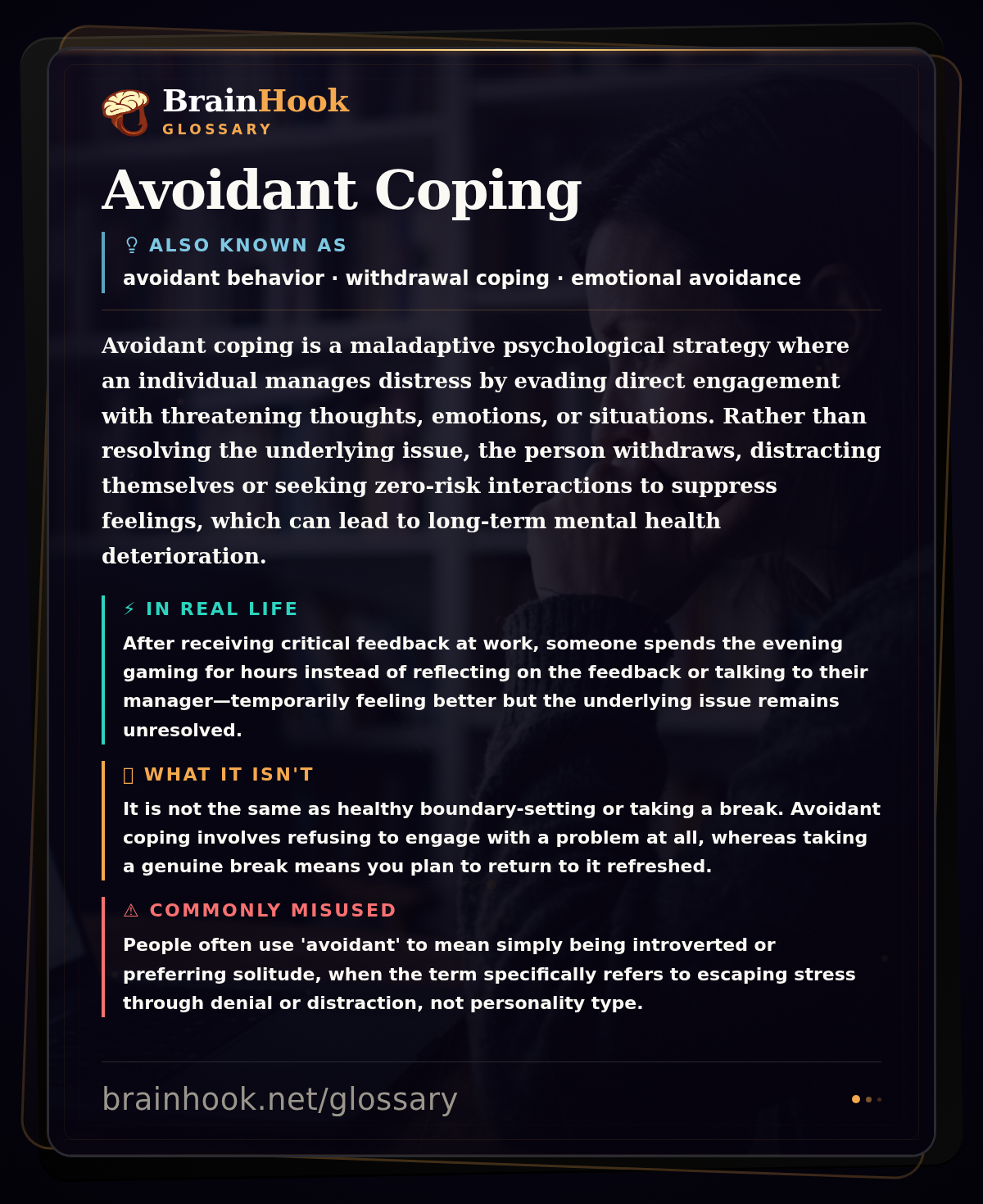 Avoidant Coping — BrainHook Glossary card
