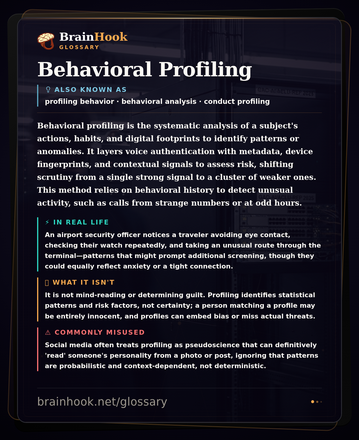 Behavioral Profiling — BrainHook Glossary card