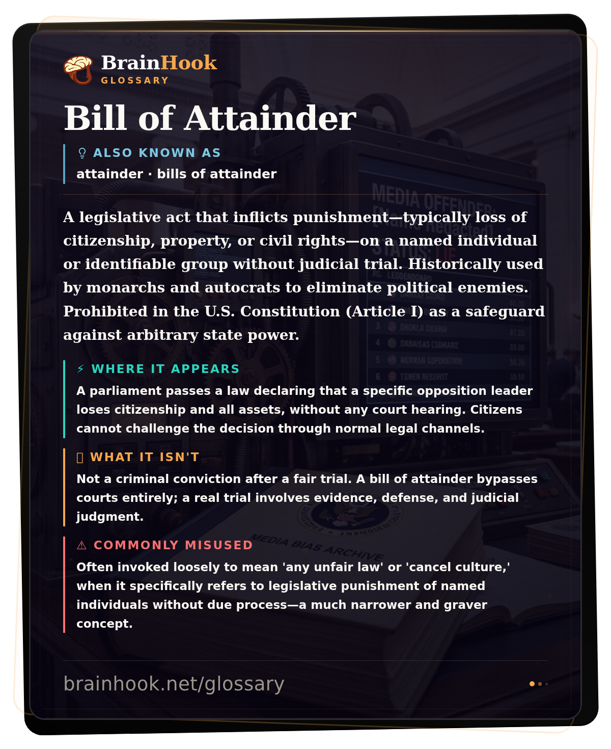 Bill of Attainder — BrainHook Glossary card
