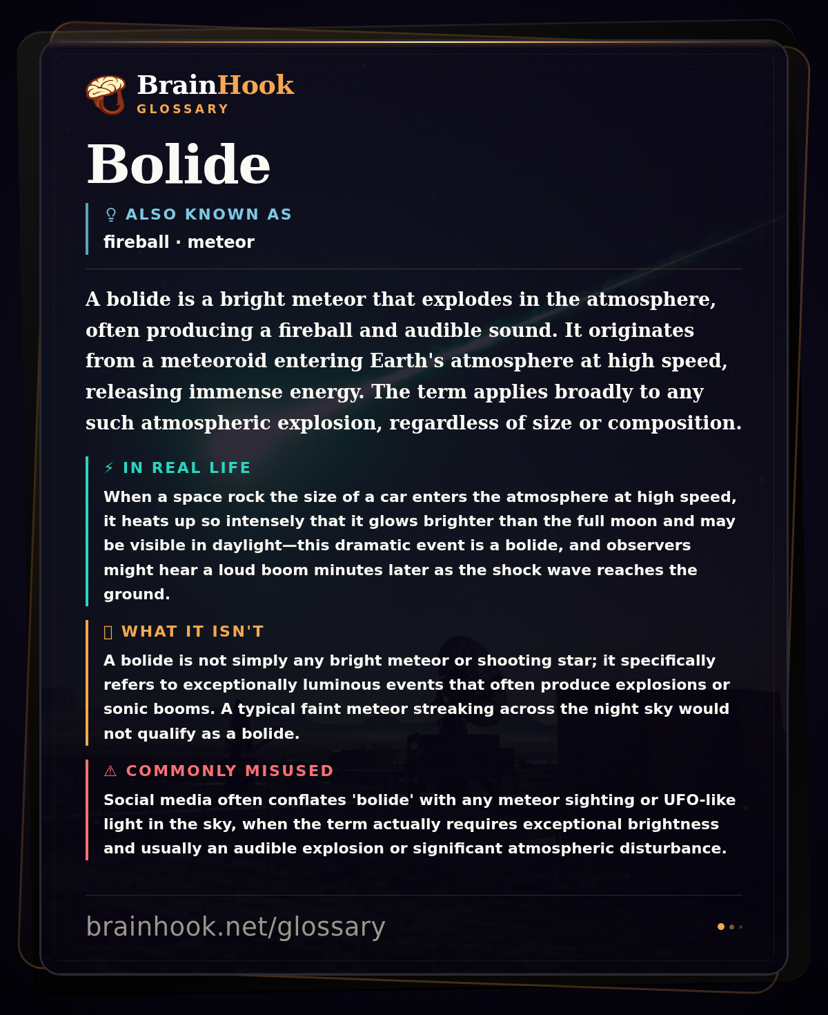 Bolide — BrainHook Glossary card