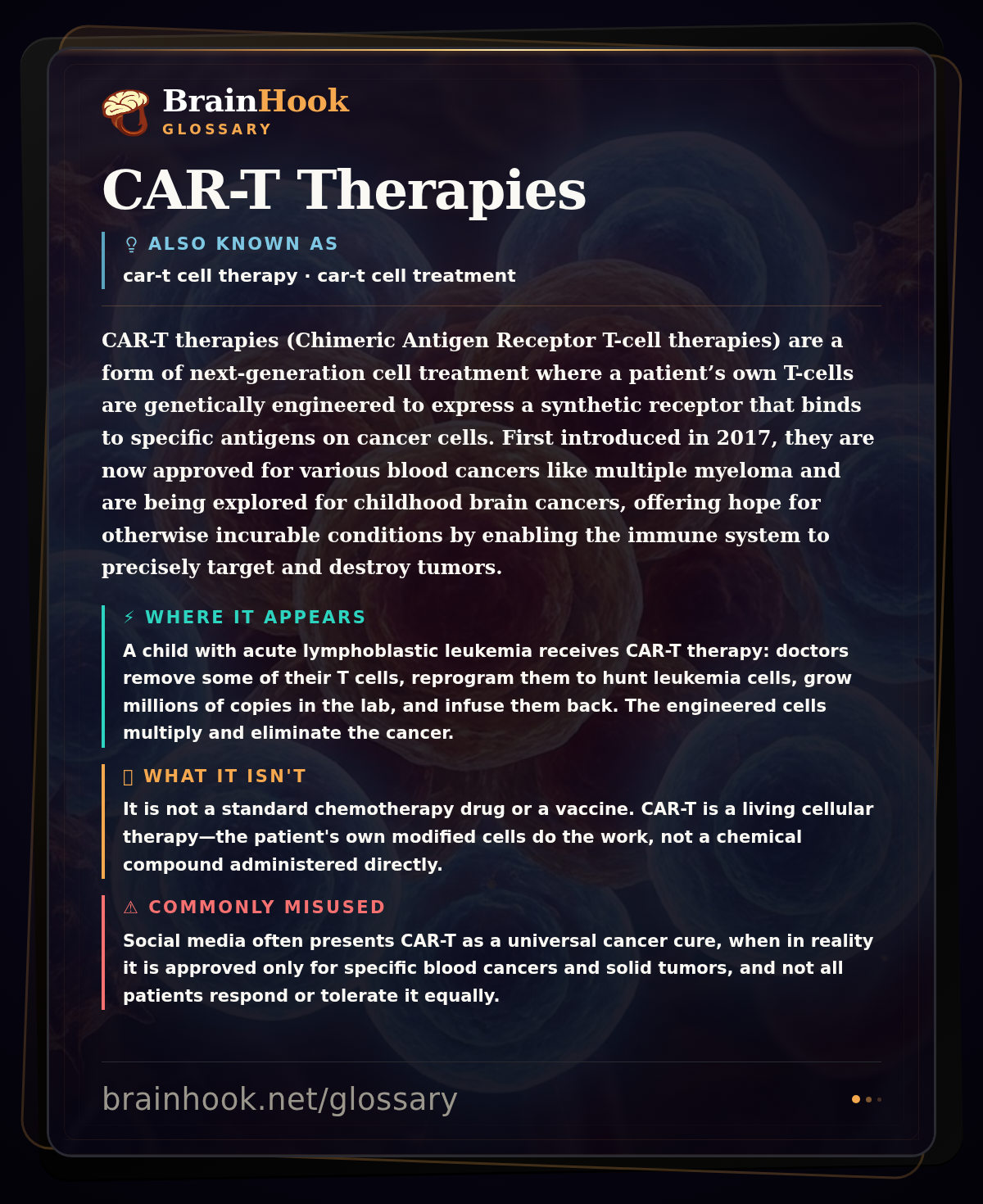 CAR-T Therapies — BrainHook Glossary card