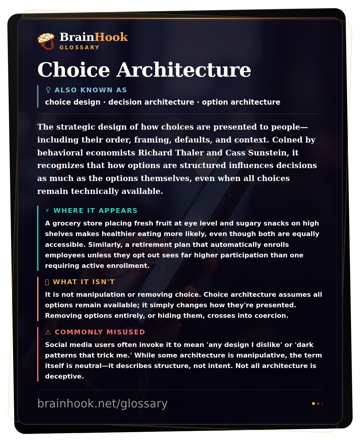 Choice Architecture — BrainHook Glossary card