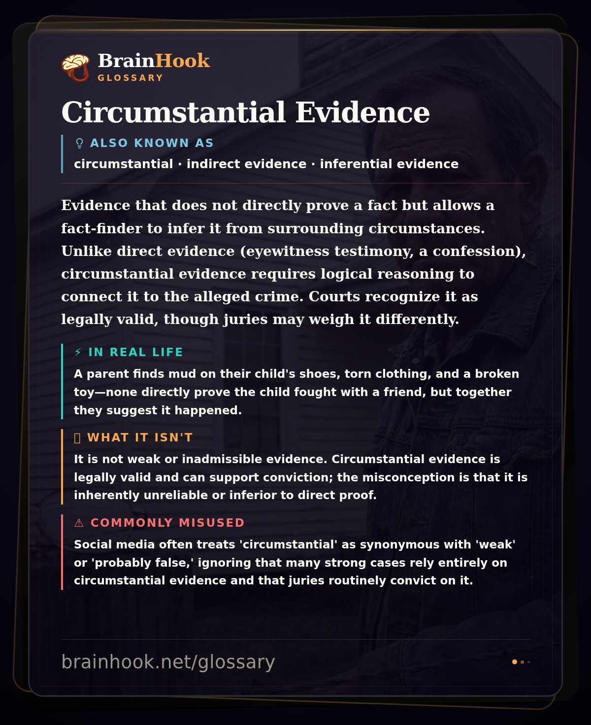 Circumstantial Evidence — BrainHook Glossary card