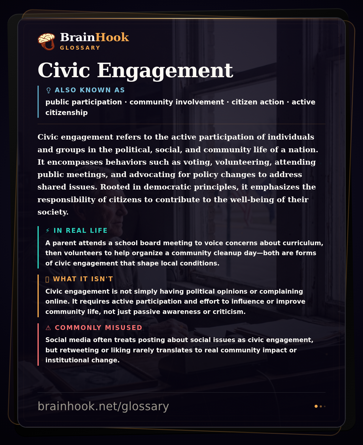 Civic Engagement — BrainHook Glossary card