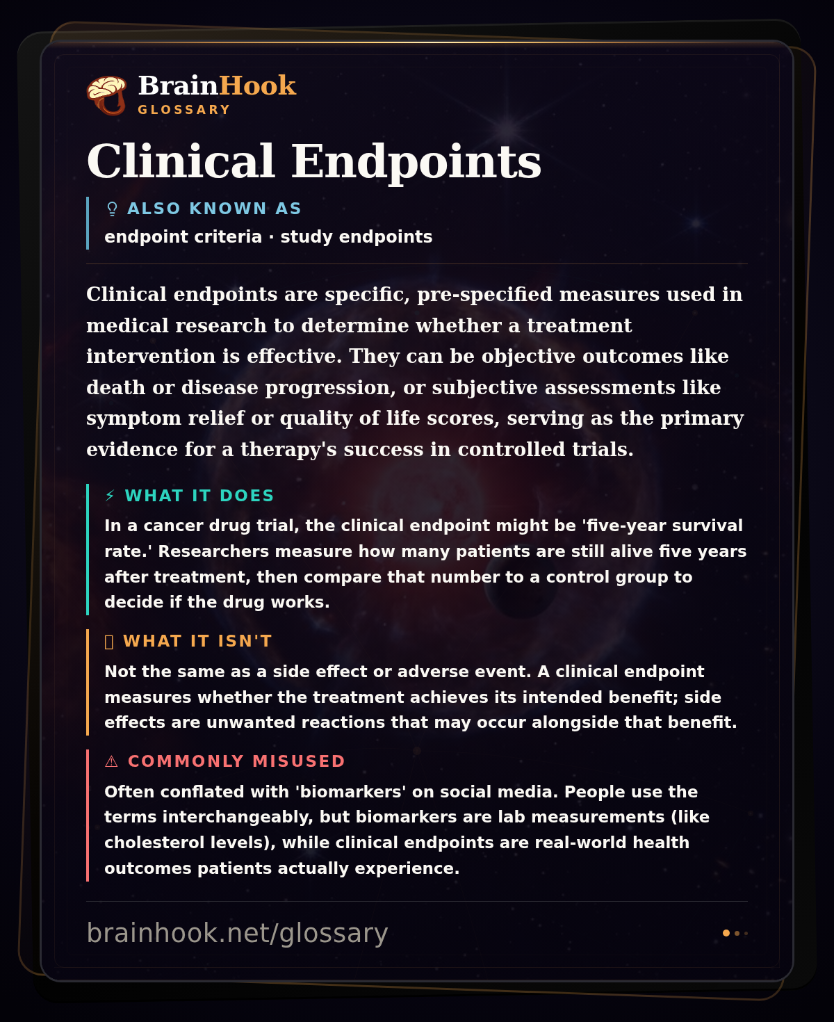 Clinical Endpoints — BrainHook Glossary card
