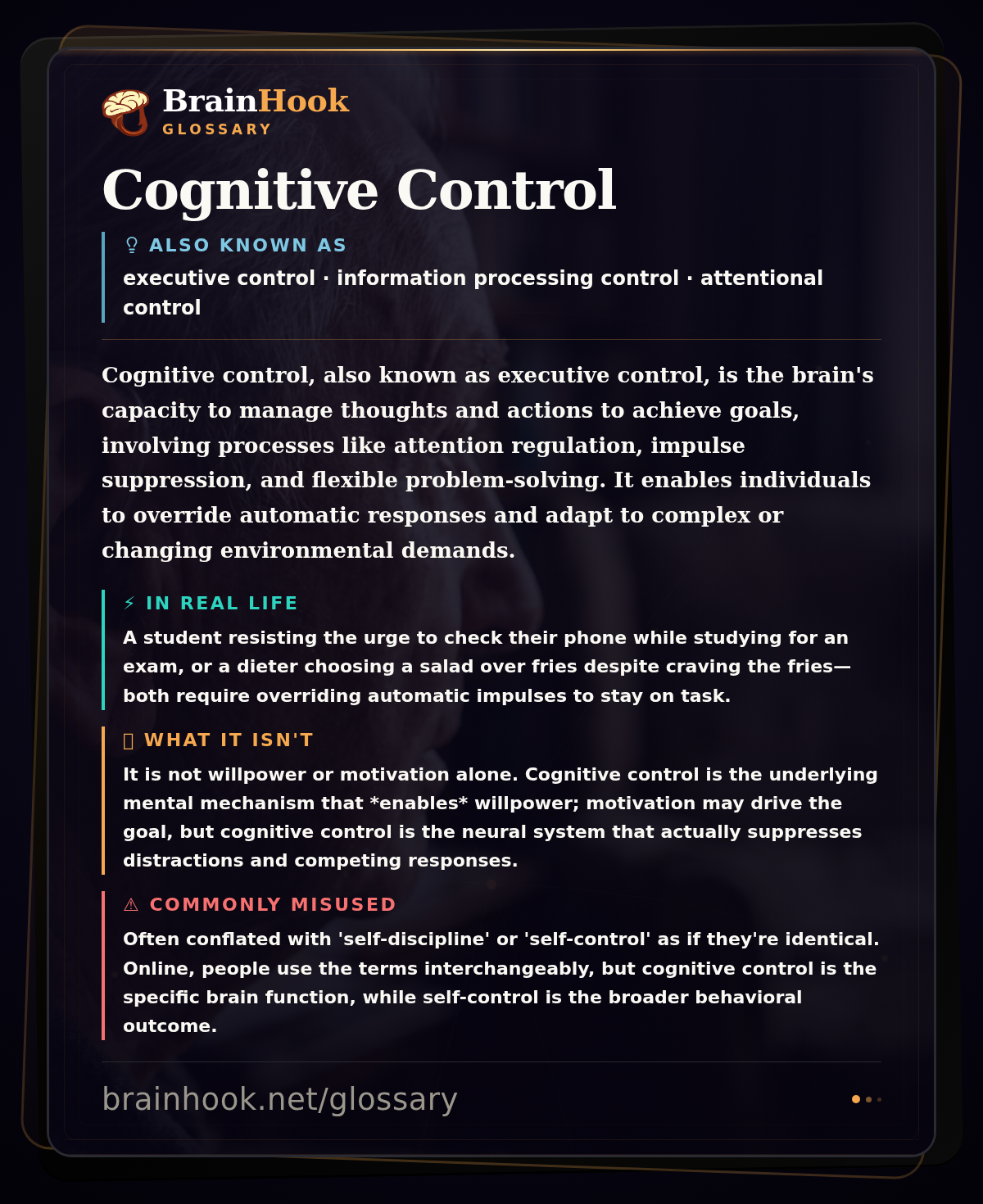 Cognitive Control — BrainHook Glossary card