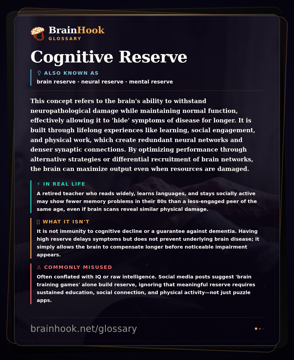 Cognitive Reserve — BrainHook Glossary card