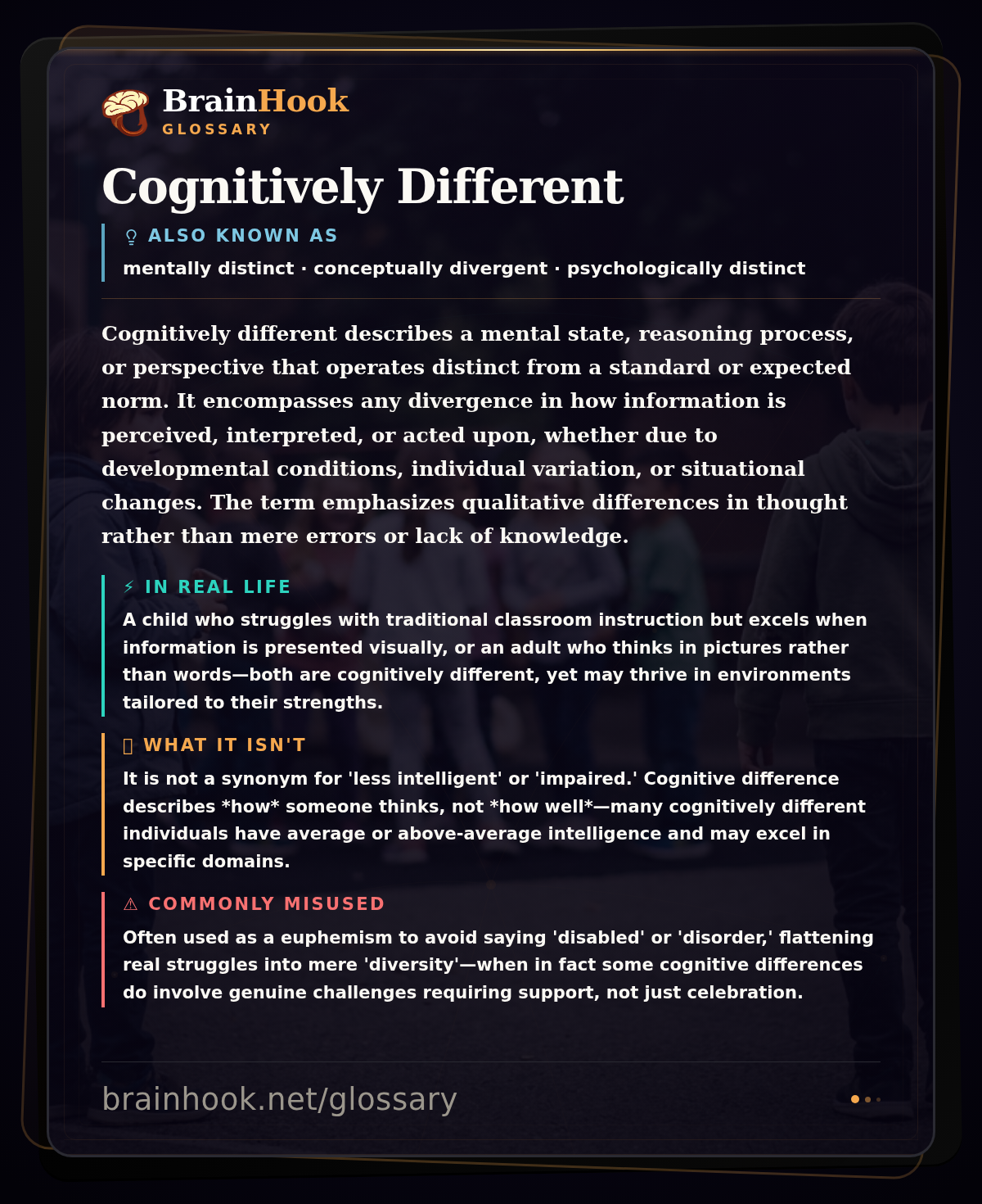 Cognitively Different — BrainHook Glossary card