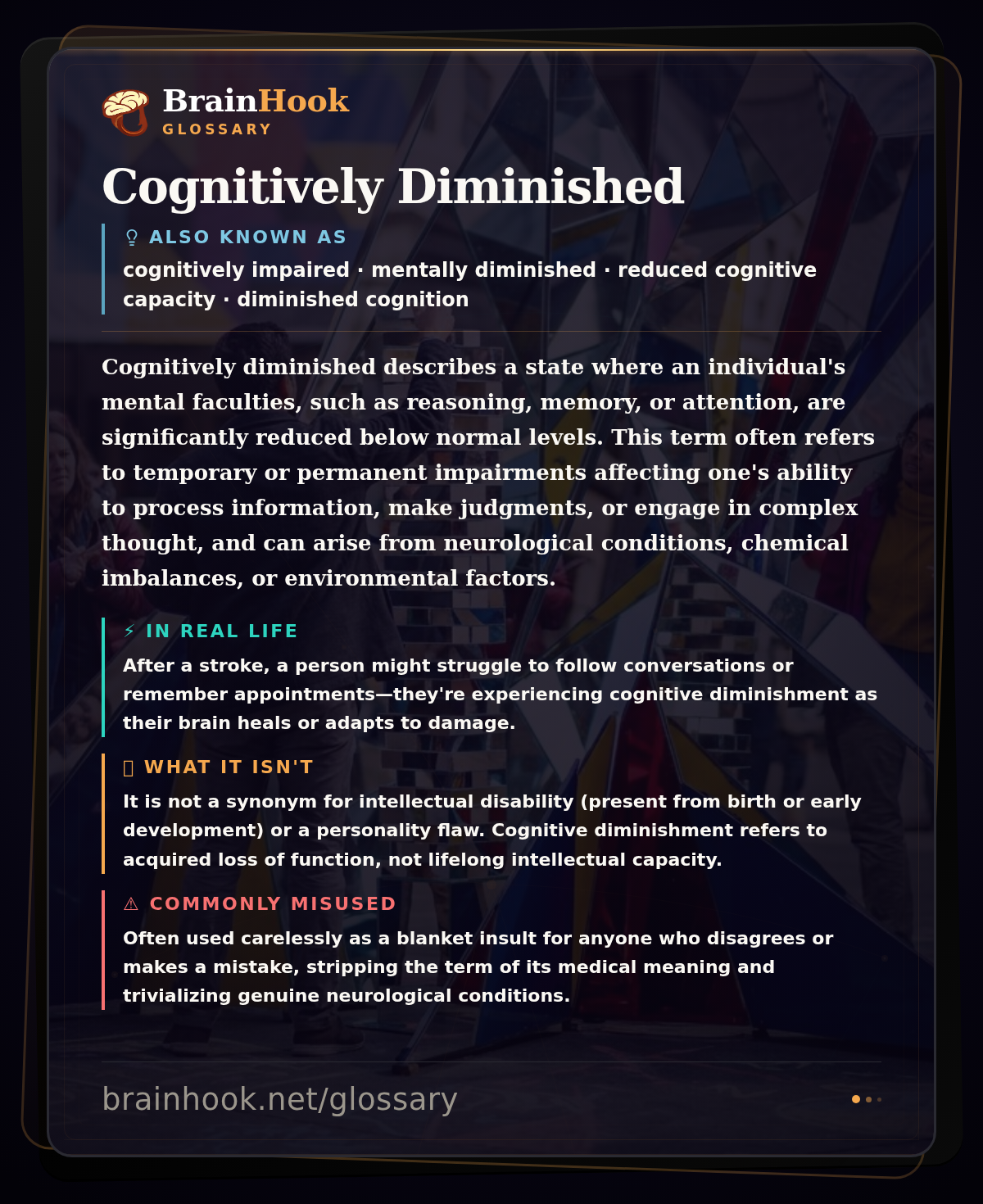 Cognitively Diminished — BrainHook Glossary card