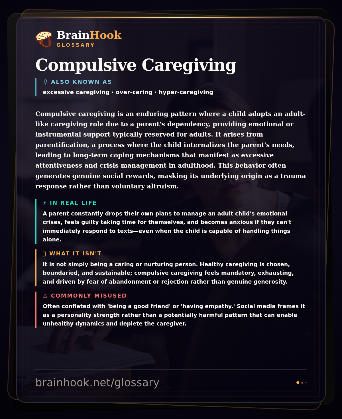 Compulsive Caregiving — BrainHook Glossary card