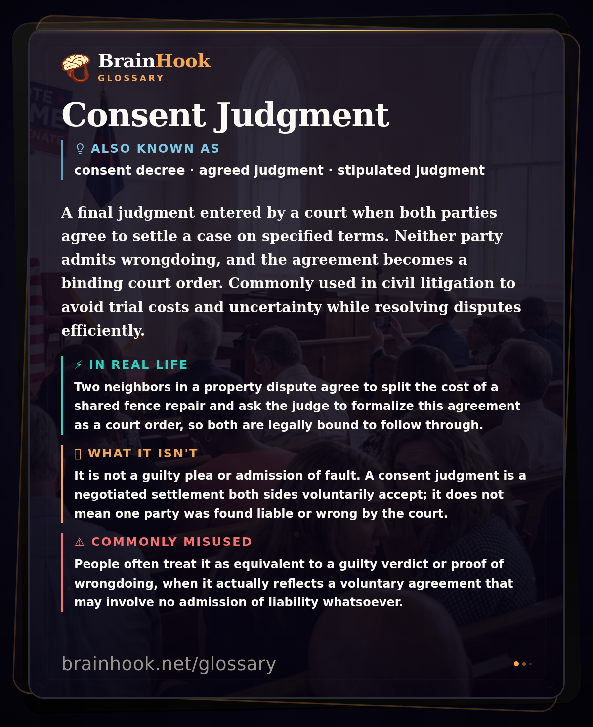 Consent Judgment — BrainHook Glossary card