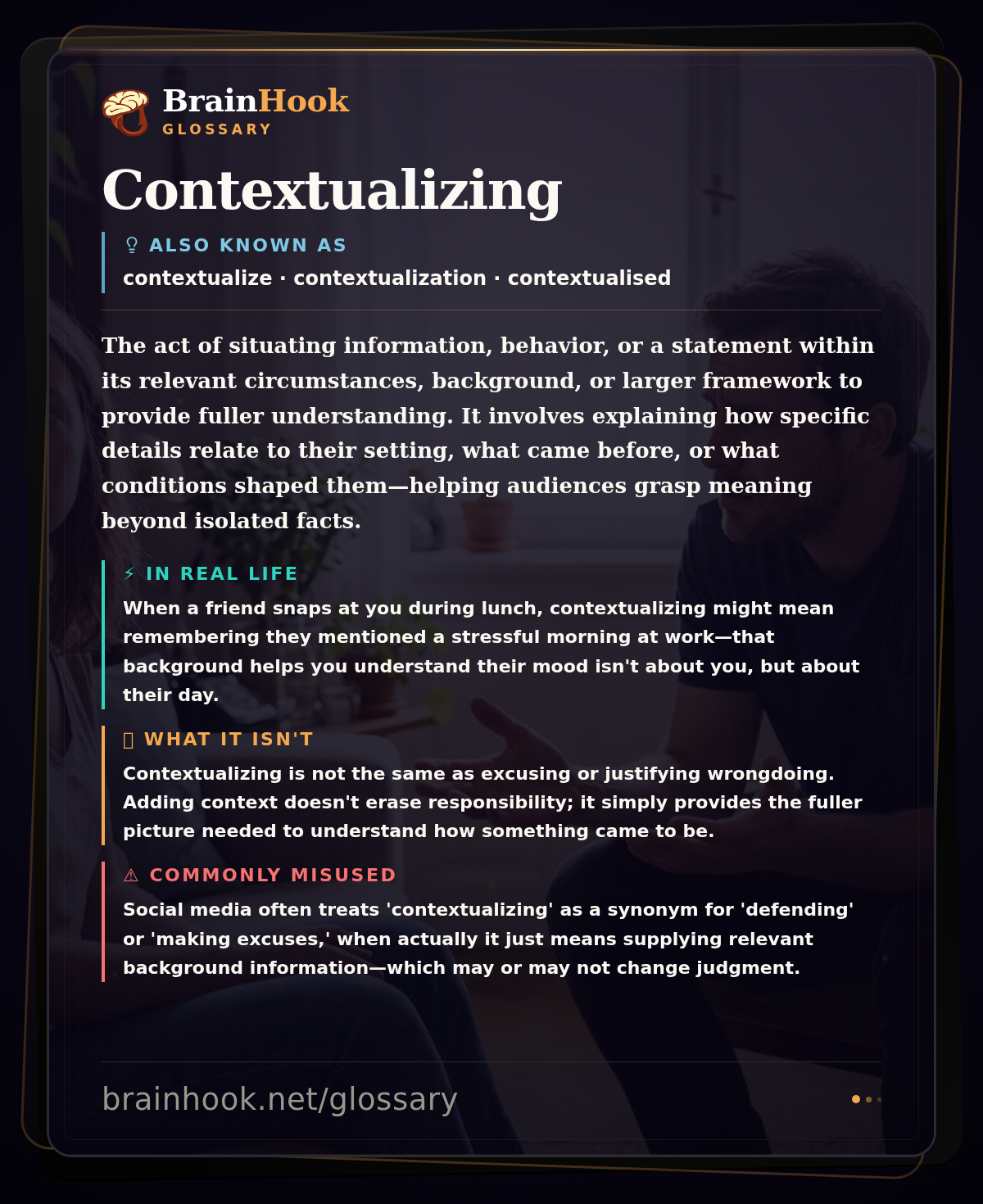 Contextualizing — BrainHook Glossary card