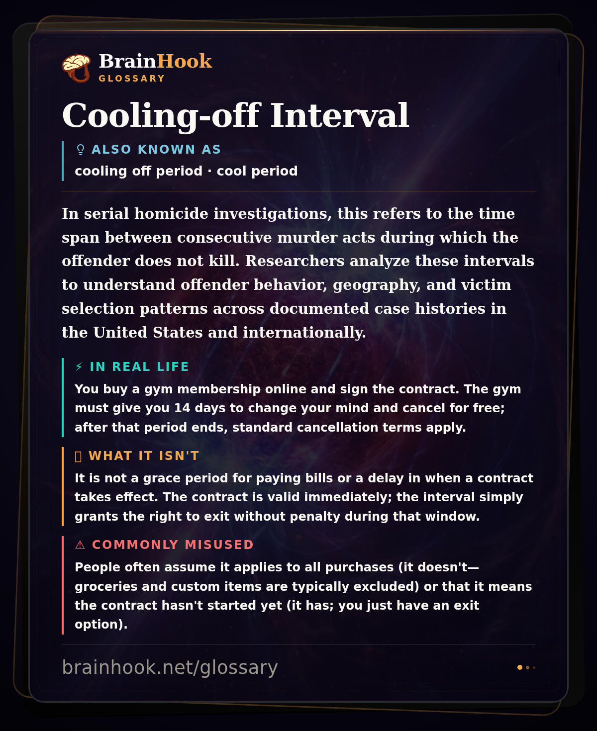 Cooling-off Interval — BrainHook Glossary card