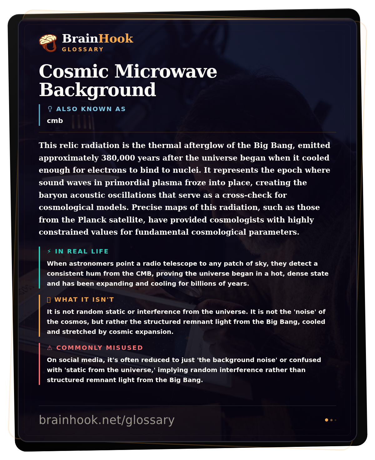 Cosmic Microwave Background — BrainHook Glossary card