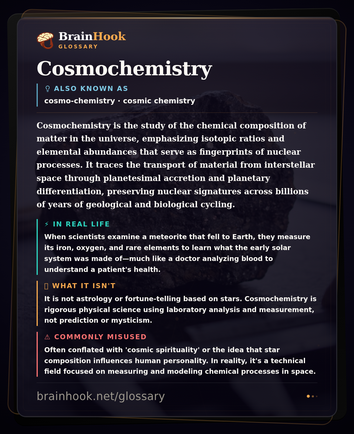 Cosmochemistry — BrainHook Glossary card