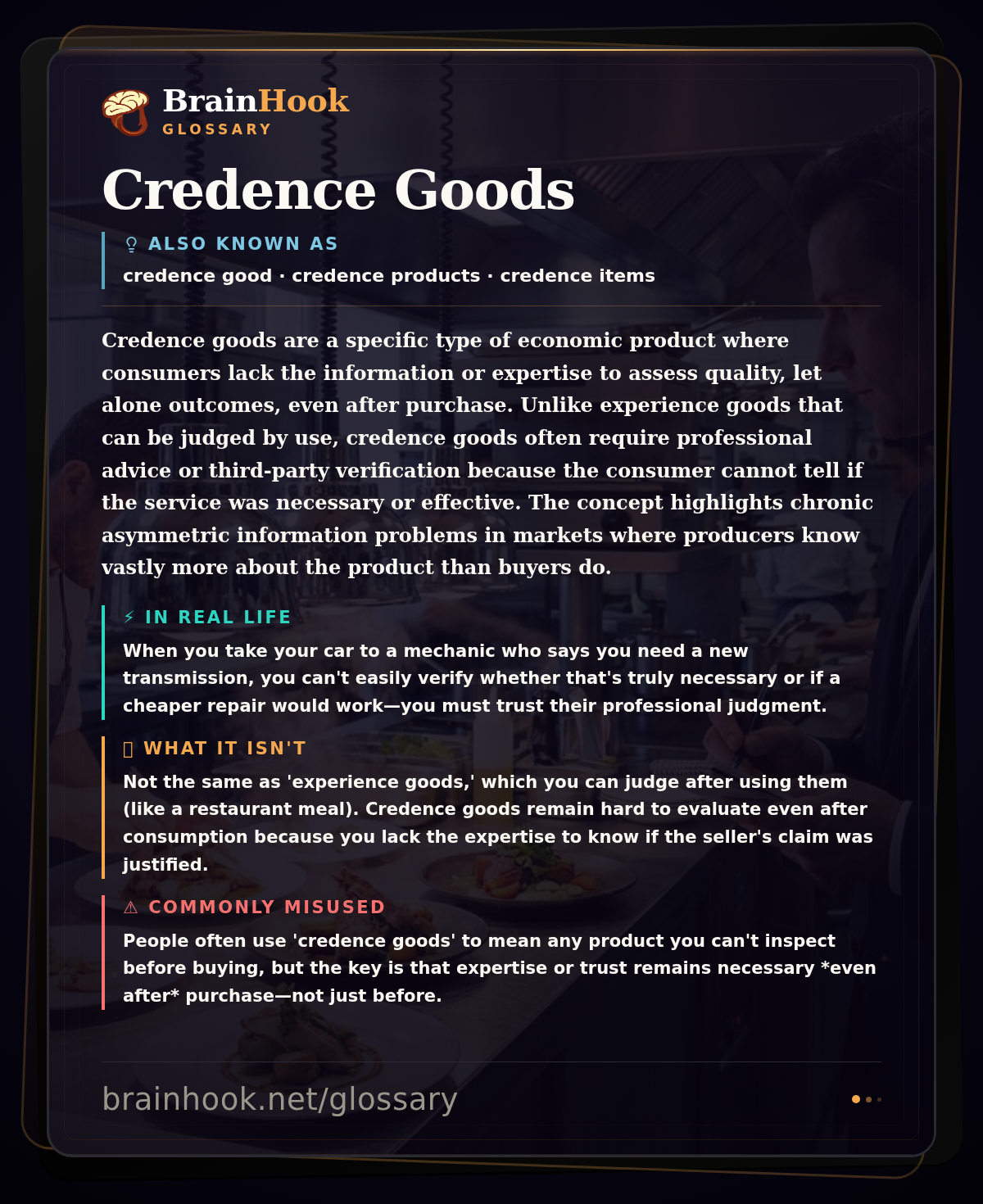Credence Goods — BrainHook Glossary card