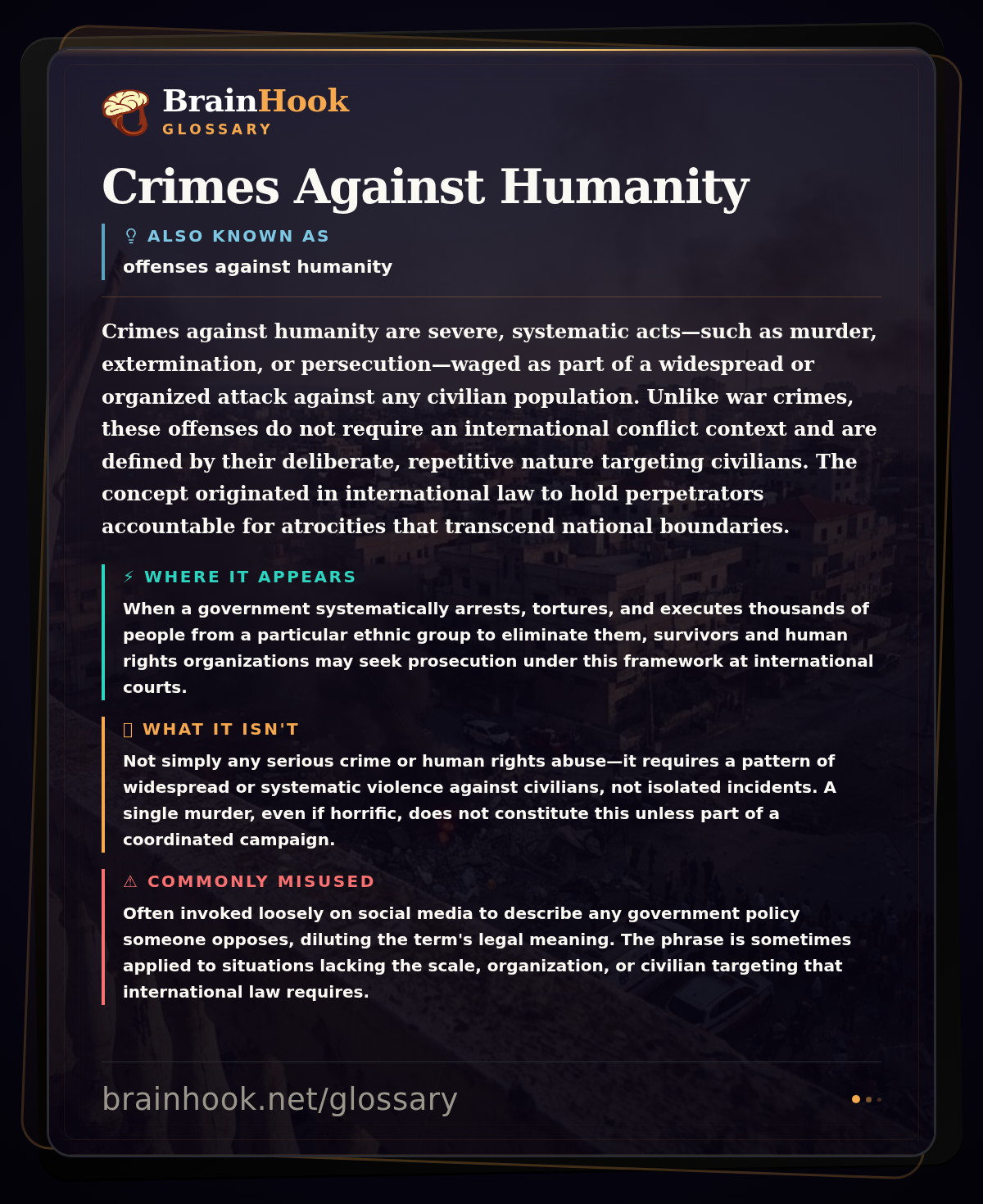 Crimes Against Humanity — BrainHook Glossary card