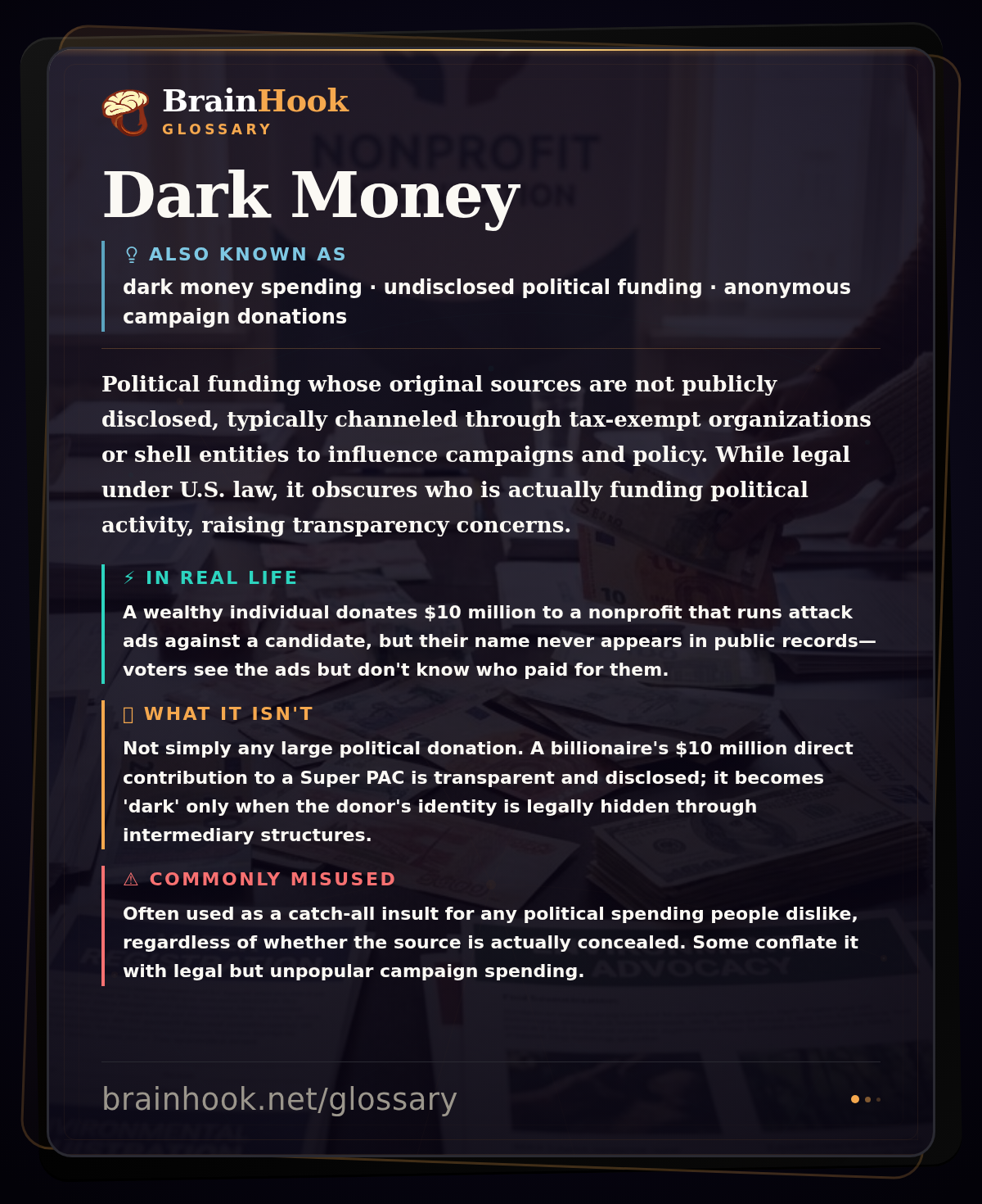 Dark Money — BrainHook Glossary card