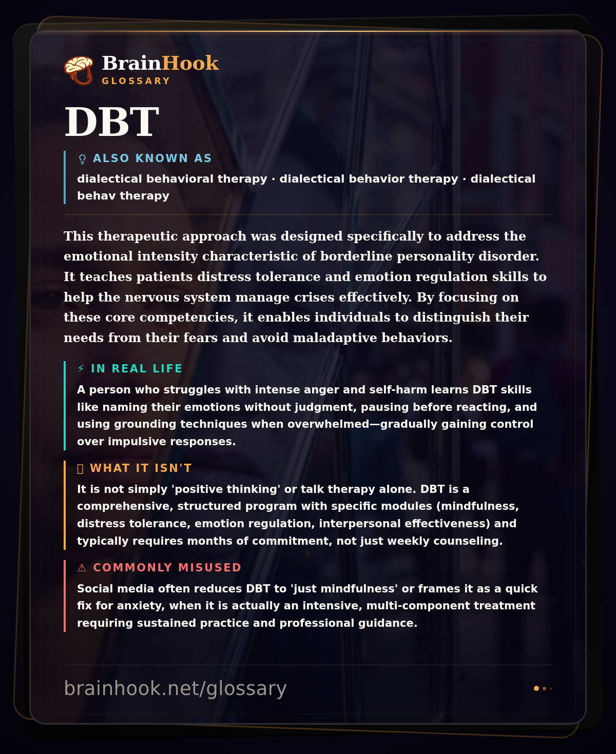 DBT — BrainHook Glossary card