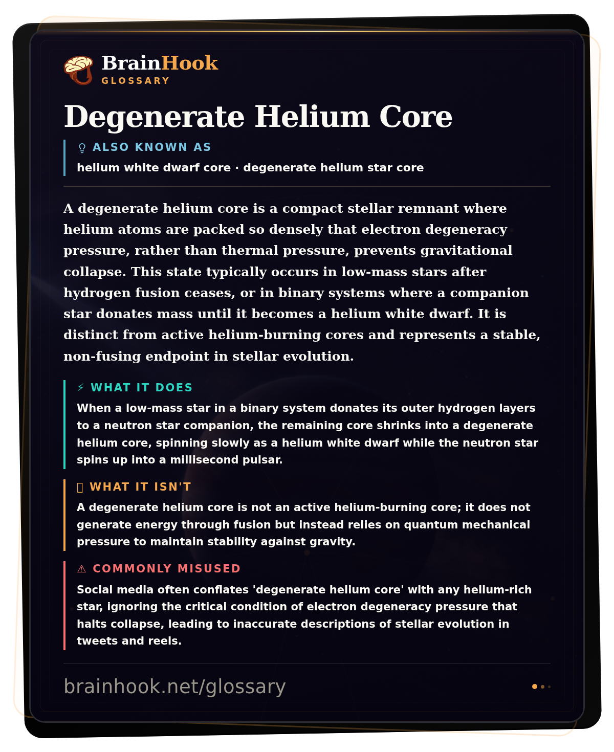 Degenerate Helium Core — BrainHook Glossary card