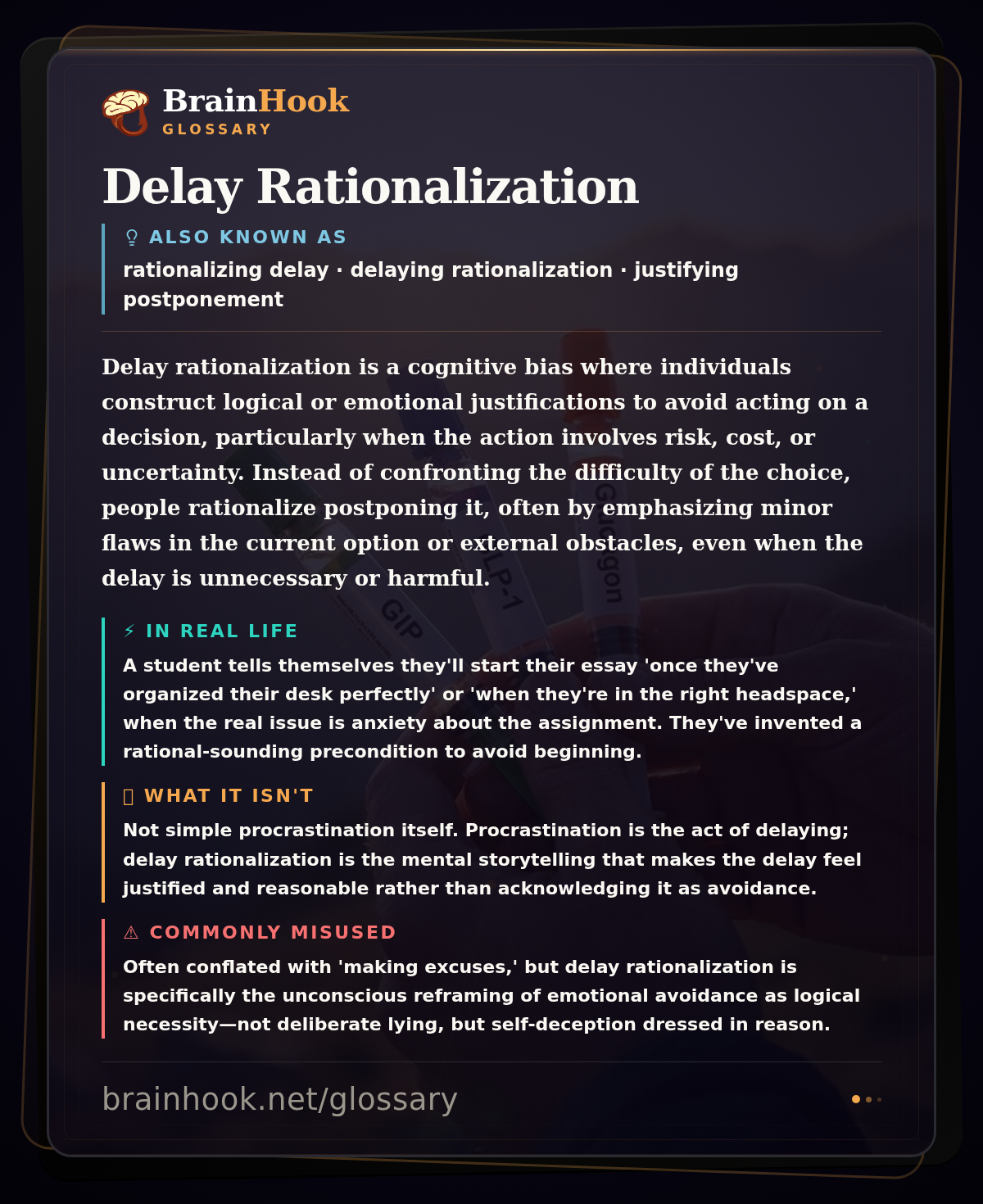 Delay Rationalization — BrainHook Glossary card