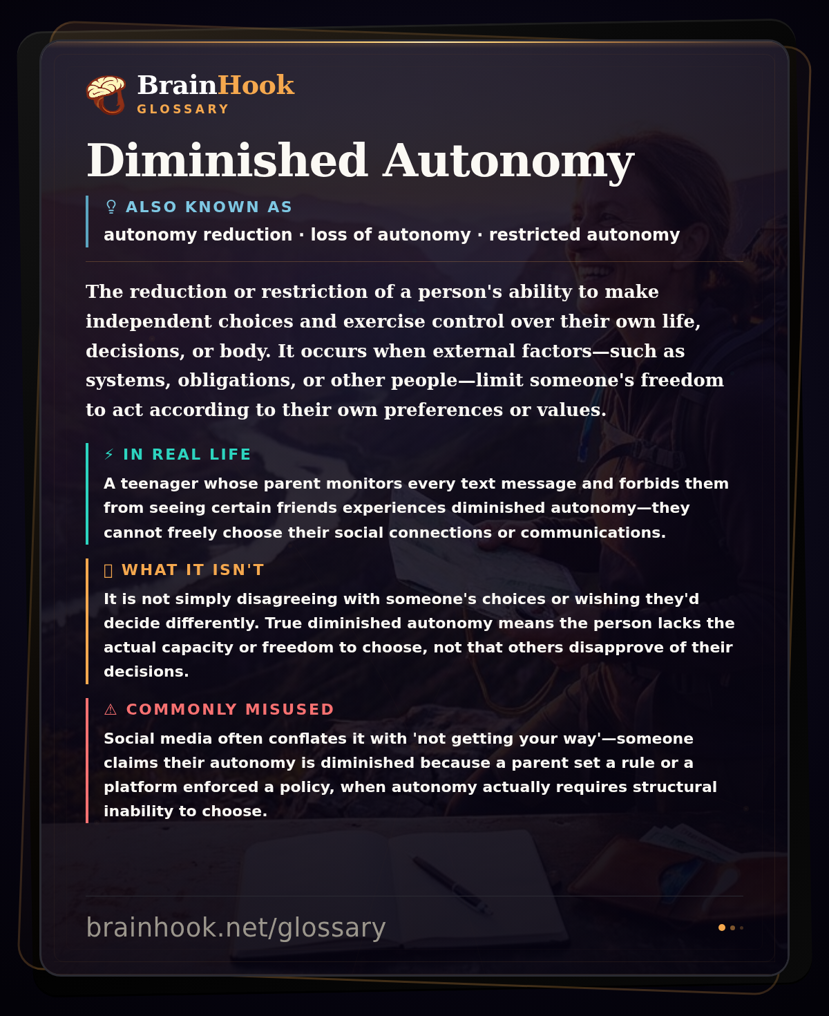 Diminished Autonomy — BrainHook Glossary card
