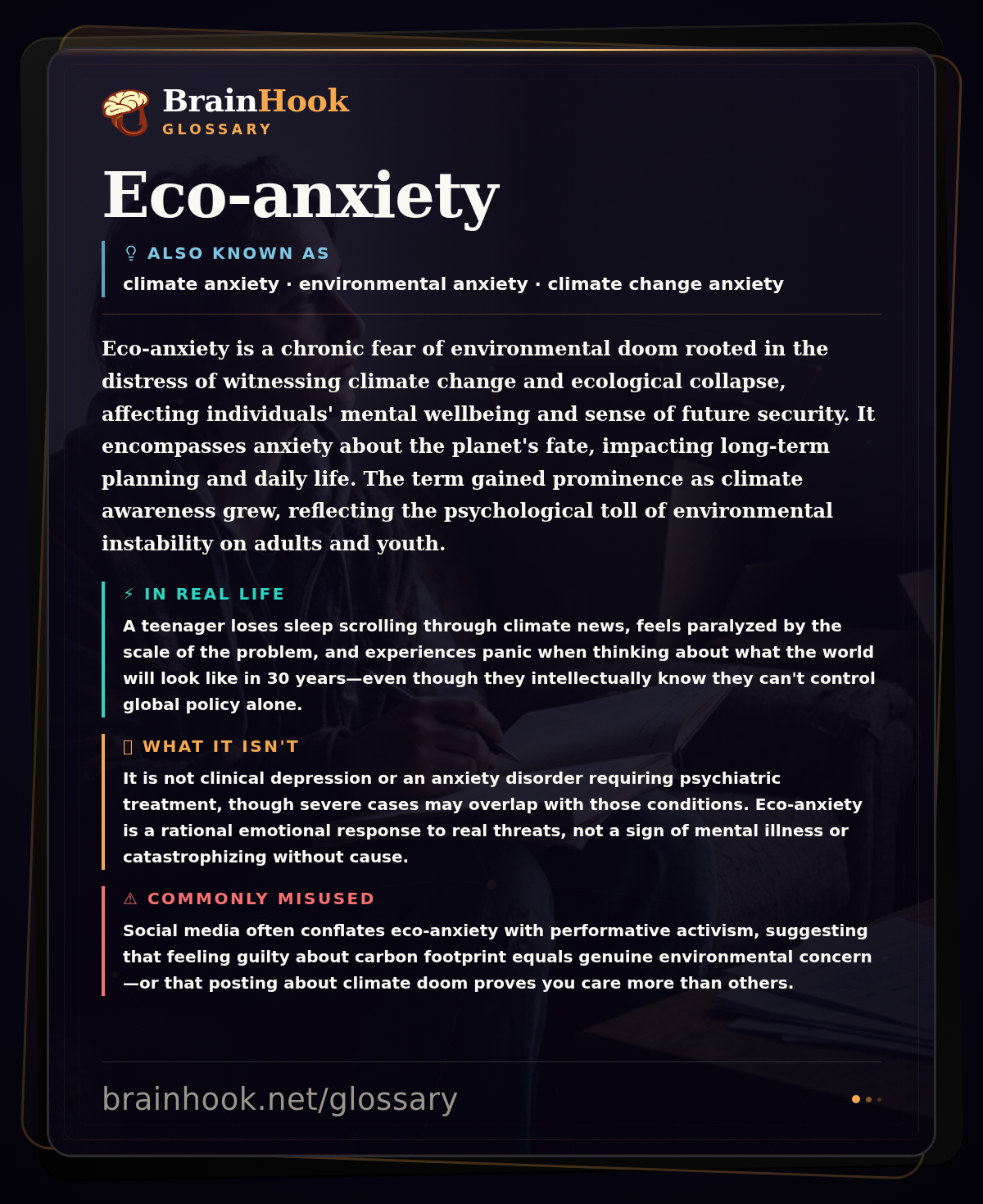Eco-anxiety — BrainHook Glossary card