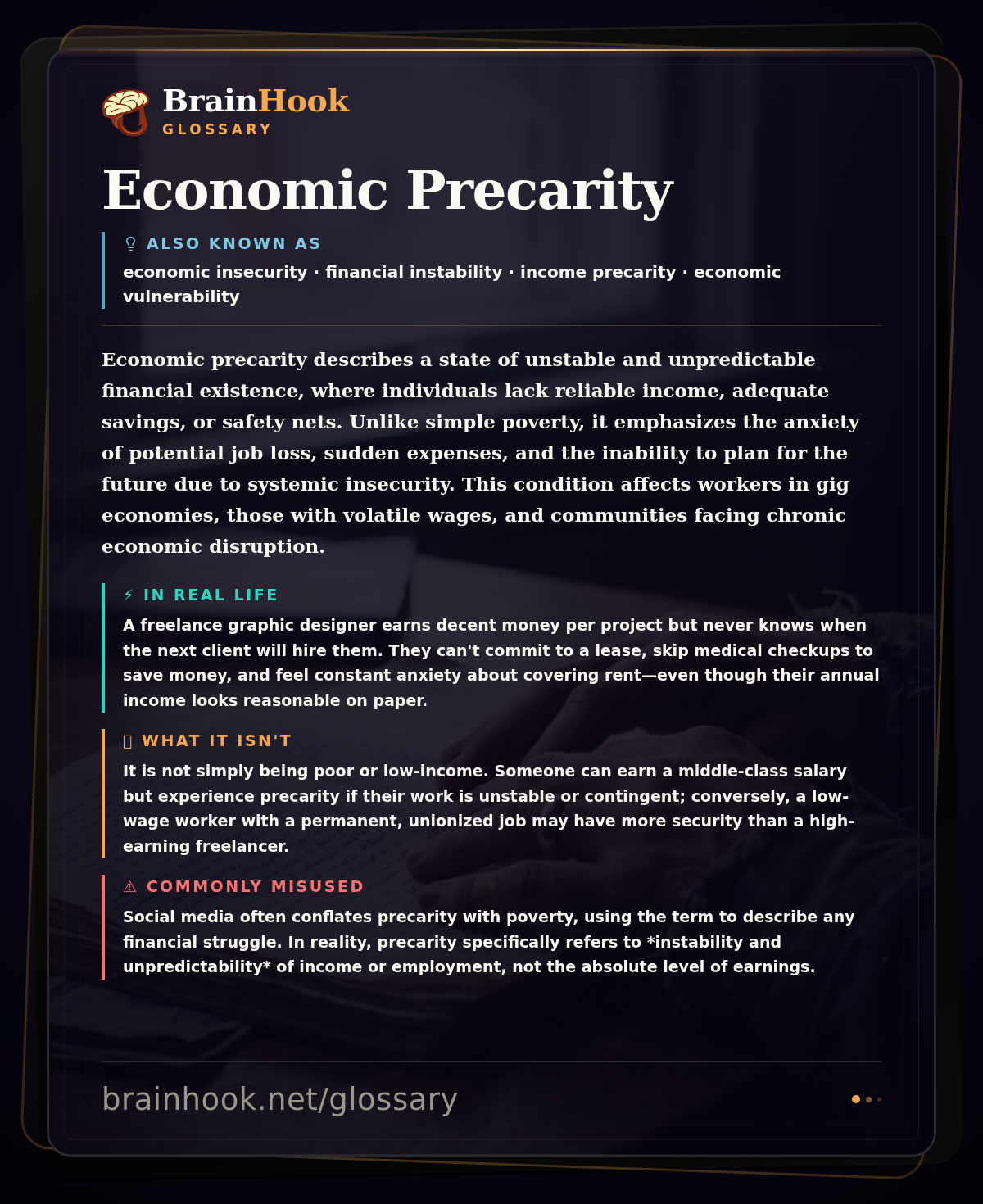 Economic Precarity — BrainHook Glossary card