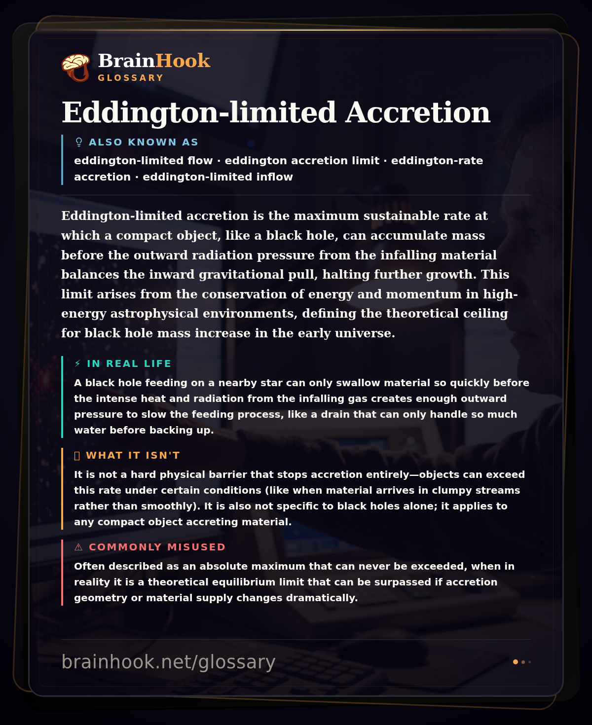 Eddington-limited Accretion — BrainHook Glossary card