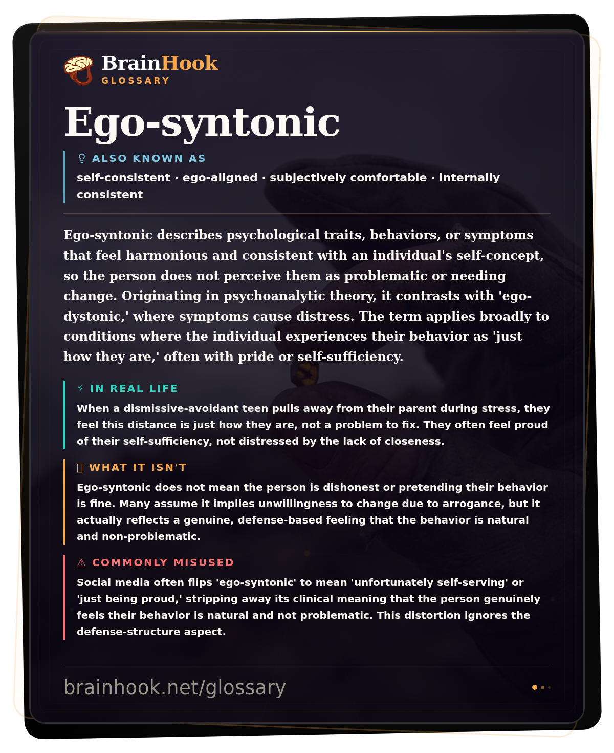 Ego-syntonic — BrainHook Glossary card