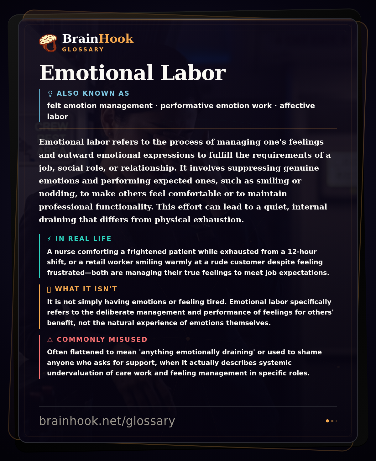 Emotional Labor — BrainHook Glossary card