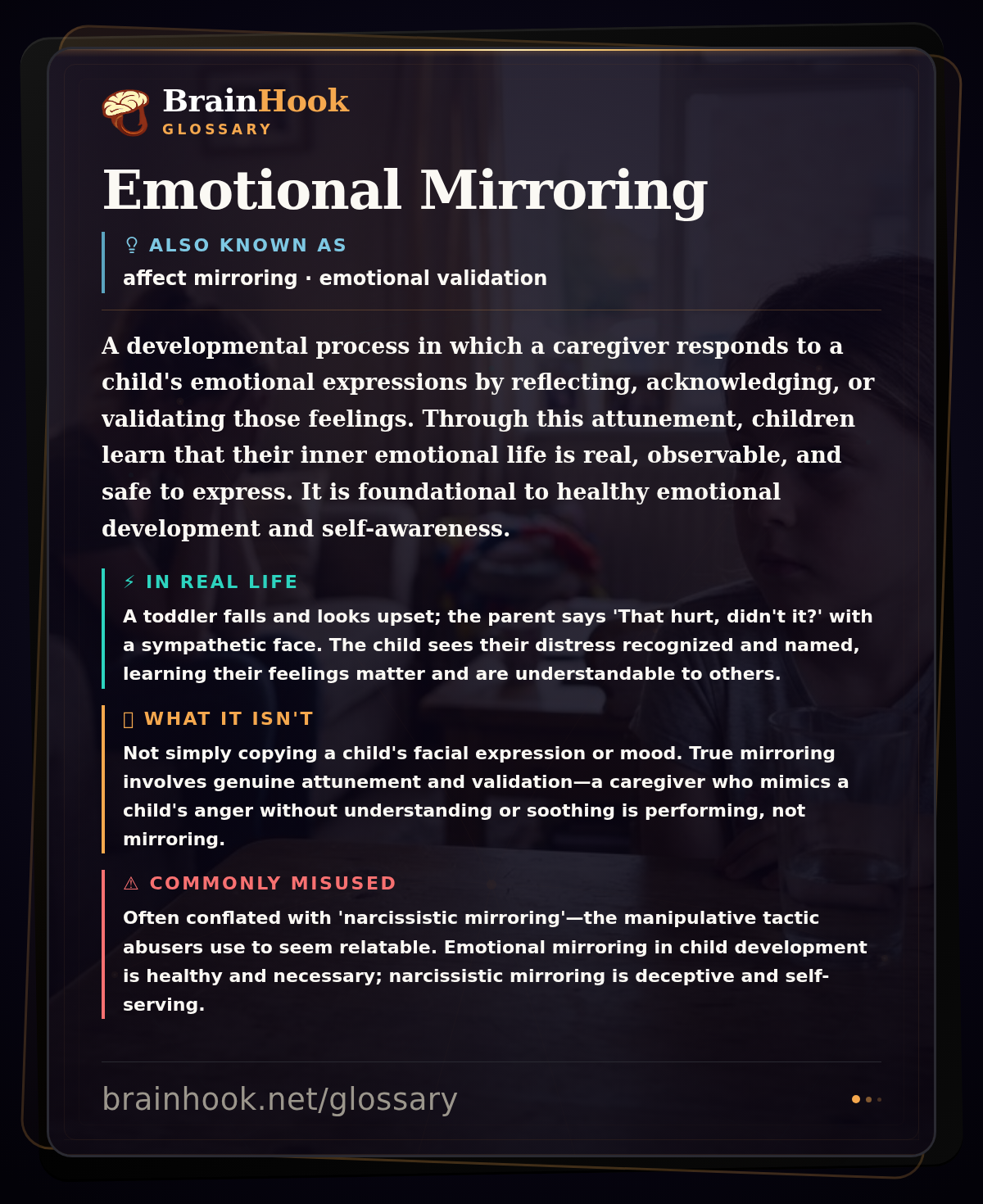 Emotional Mirroring — BrainHook Glossary card