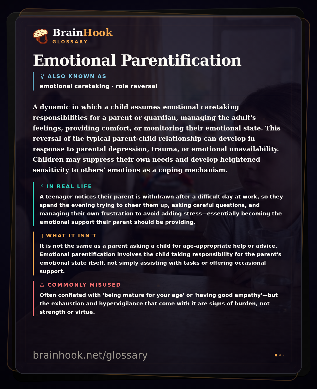 Emotional Parentification — BrainHook Glossary card