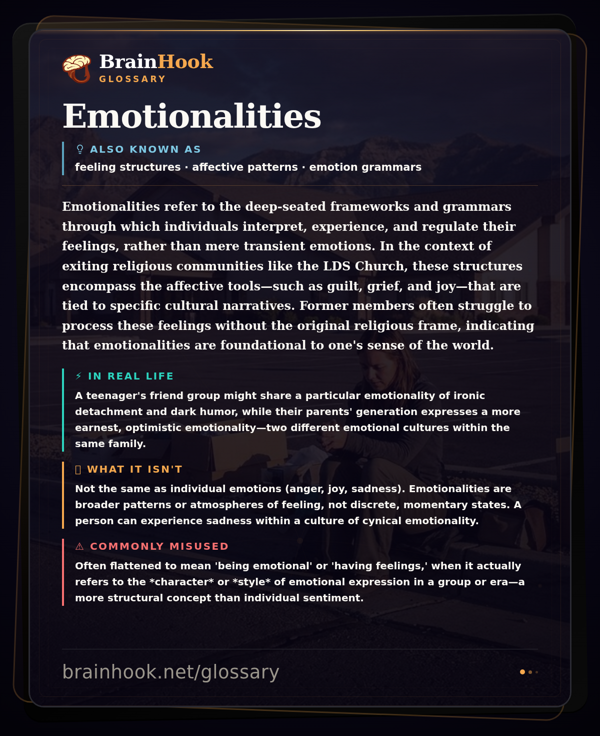 Emotionalities — BrainHook Glossary card