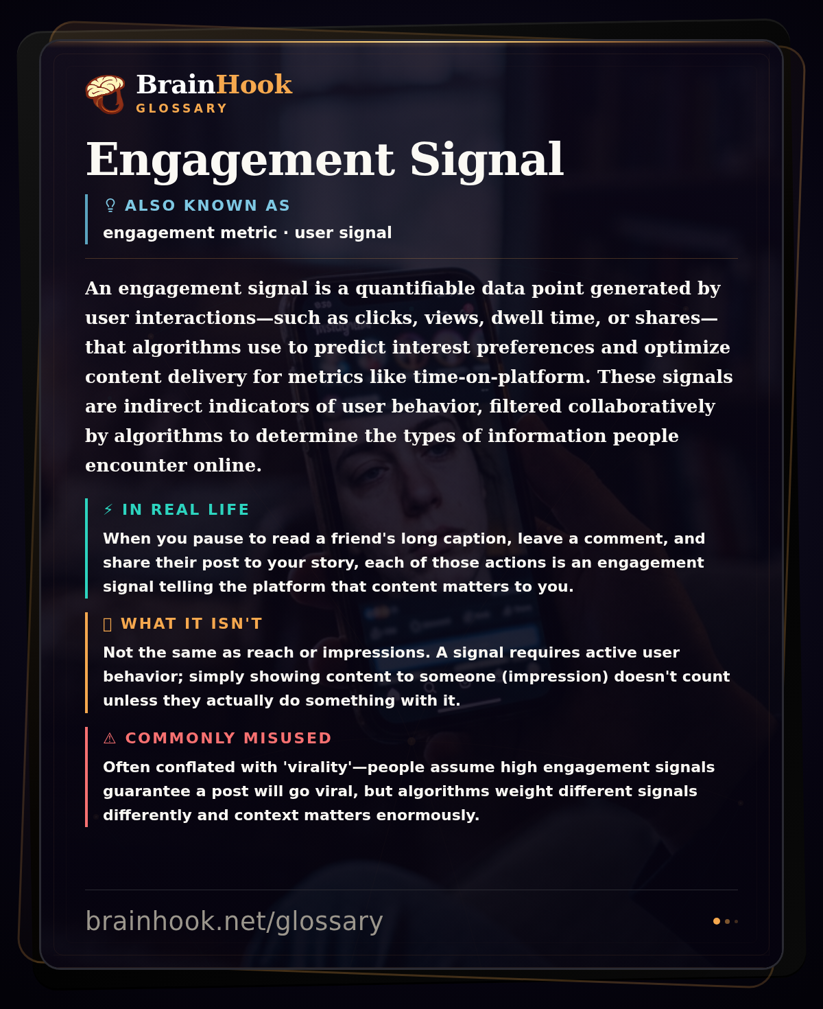 Engagement Signal — BrainHook Glossary card