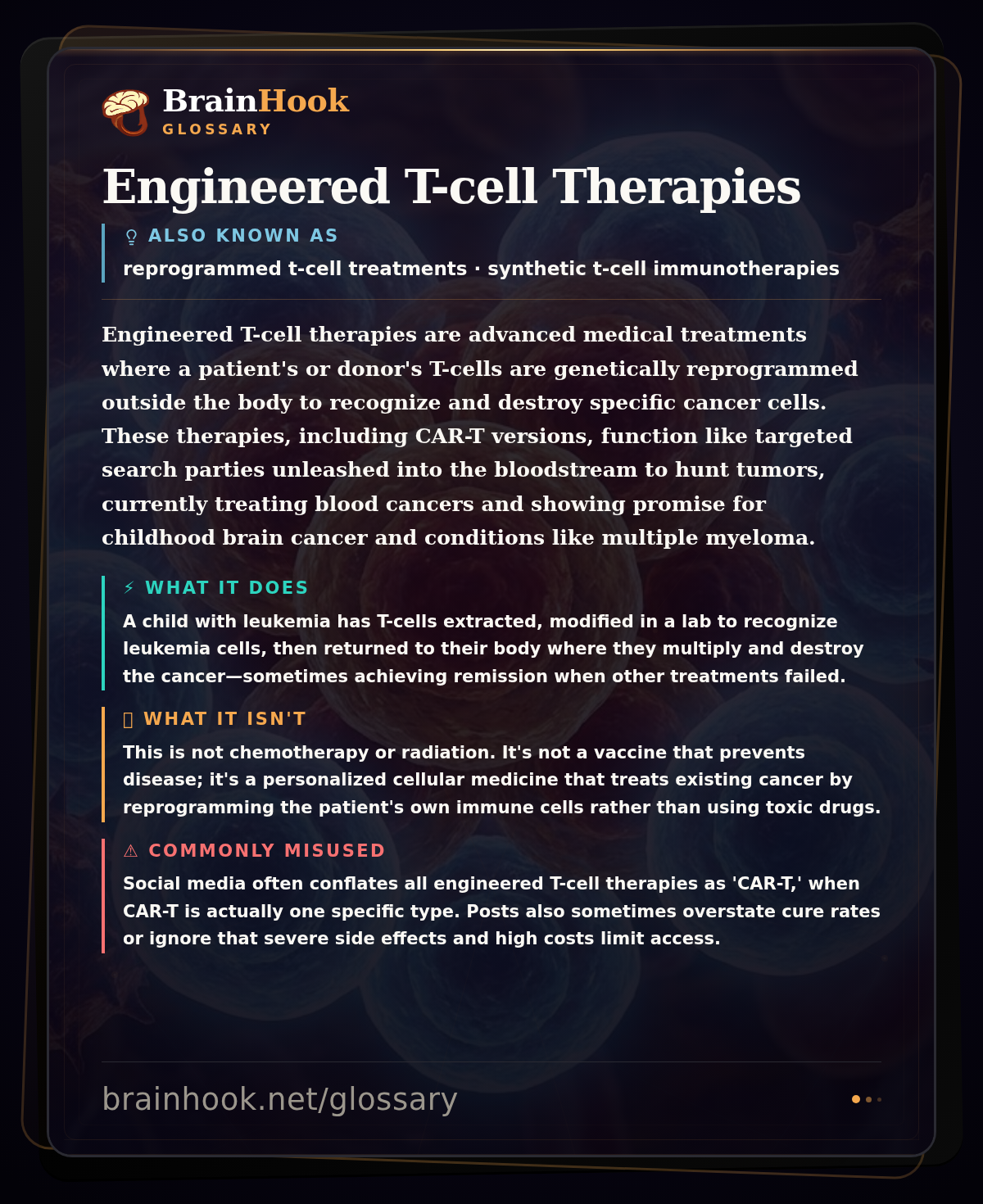 Engineered T-cell Therapies — BrainHook Glossary card