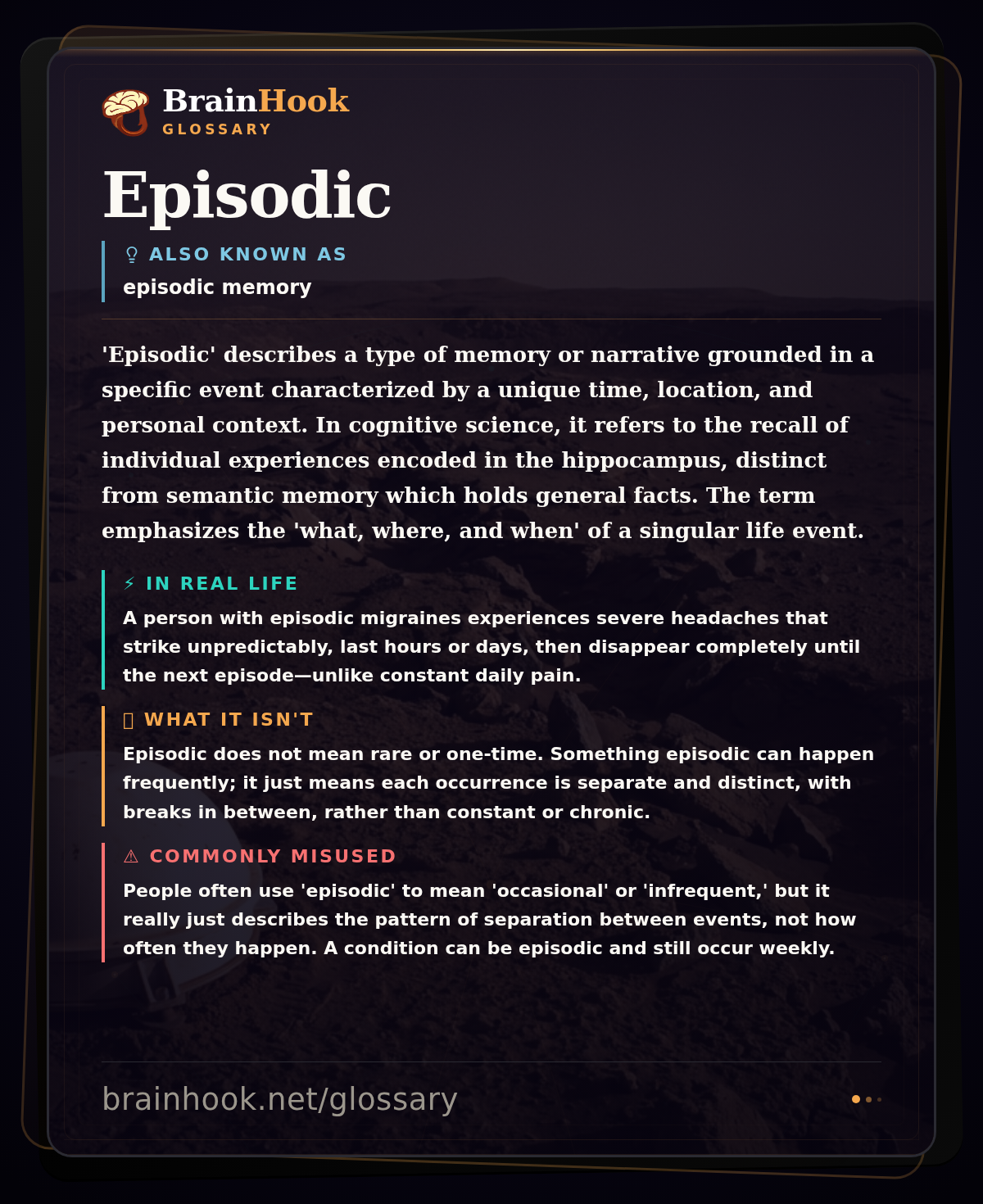 Episodic — BrainHook Glossary card