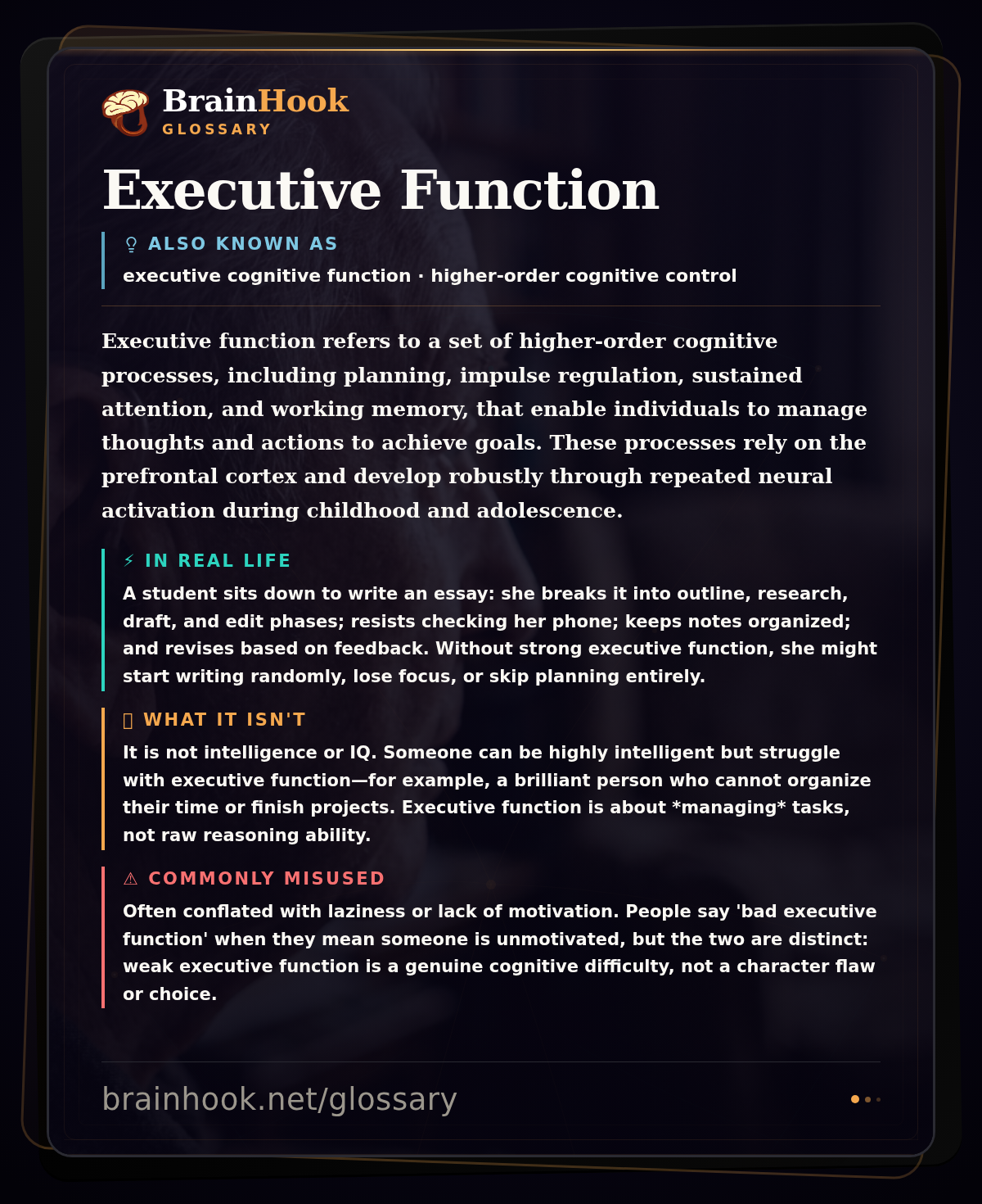 Executive Function — BrainHook Glossary card