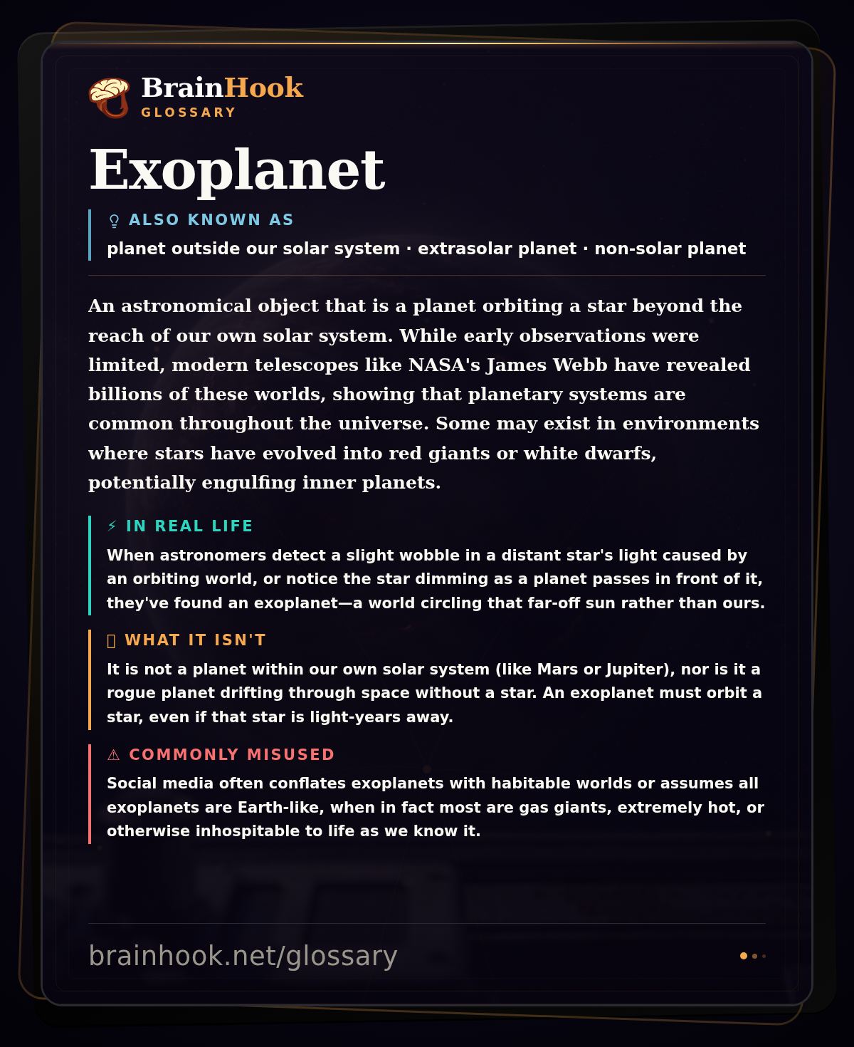 Exoplanet — BrainHook Glossary card
