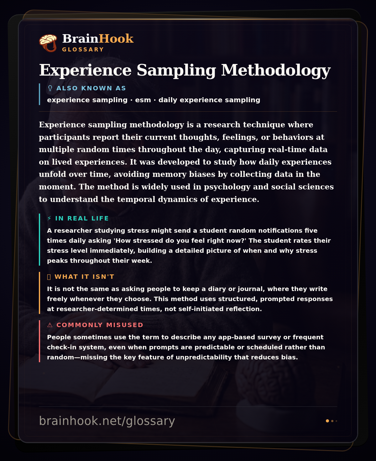 Experience Sampling Methodology — BrainHook Glossary card