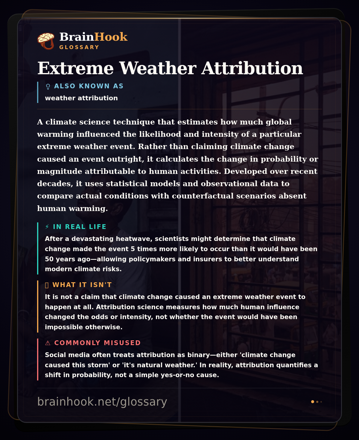 Extreme Weather Attribution — BrainHook Glossary card