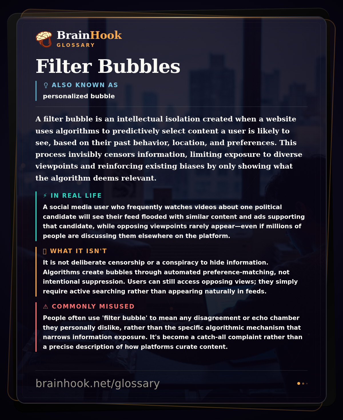 Filter Bubbles — BrainHook Glossary card