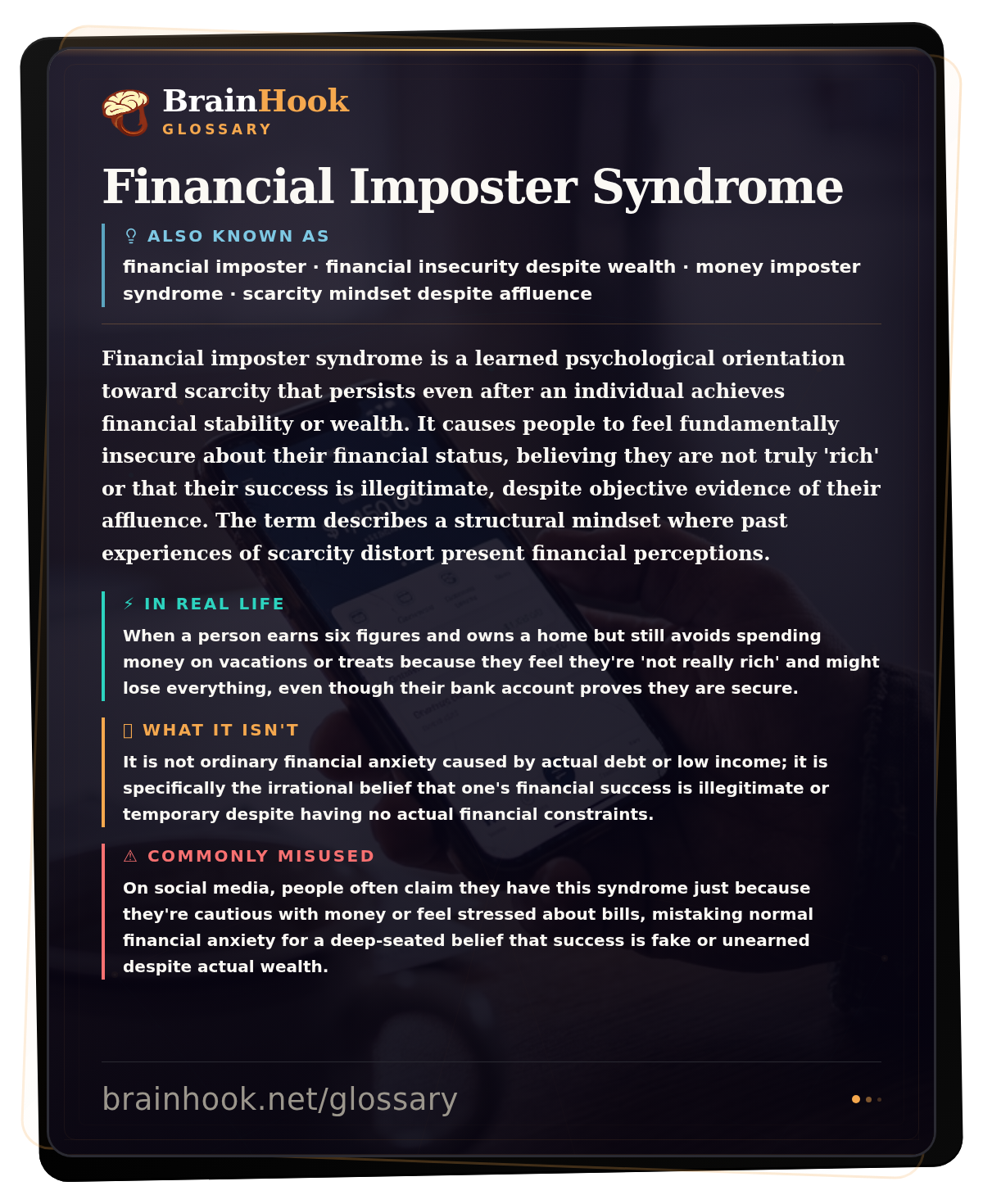 Financial Imposter Syndrome — BrainHook Glossary card